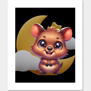 Quokka Moonlight Cuddle Posters and Art